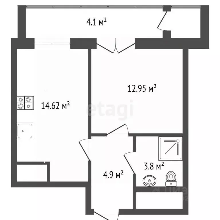 1-к кв. Крым, Симферополь ул. Грибоедова, 7 (40.37 м) - Фото 1