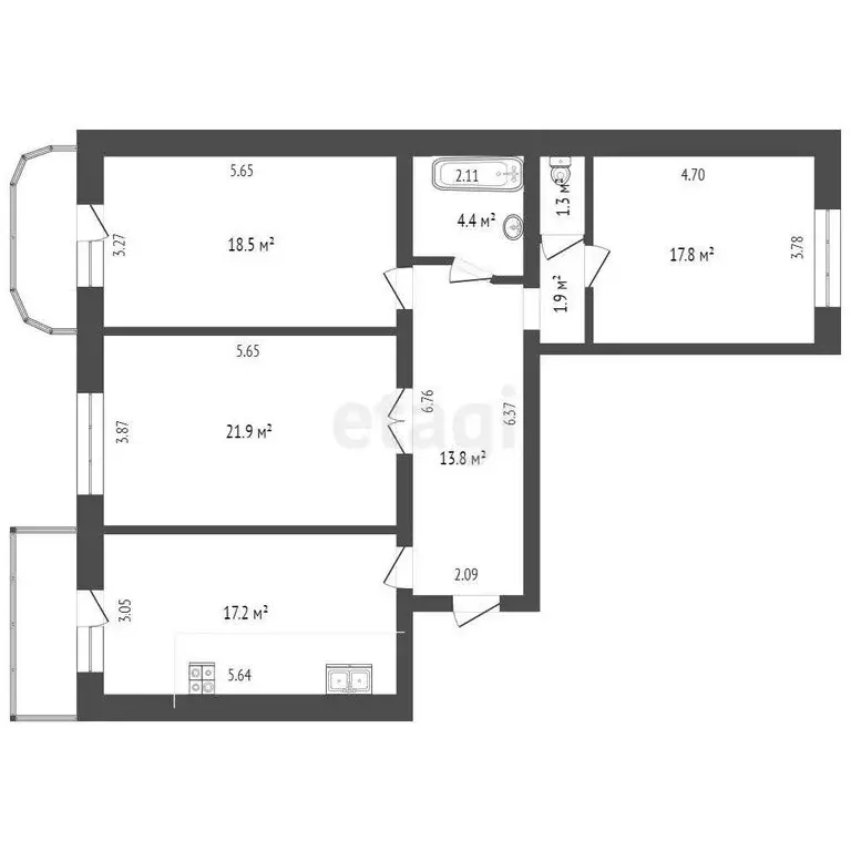 3-комнатная квартира: Тюмень, Малая Боровская улица, 28к1 (97.1 м) - Фото 0