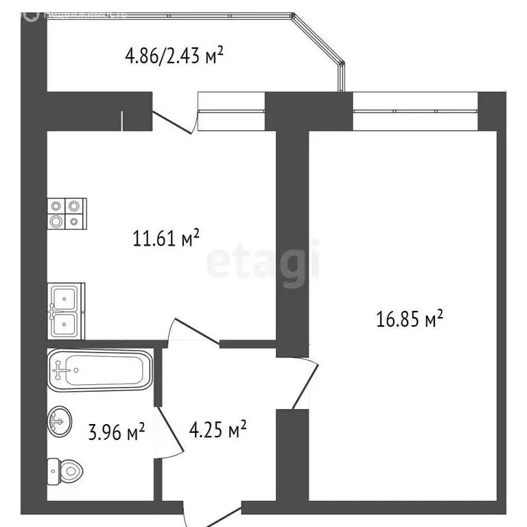 1-комнатная квартира: Тюмень, улица Мельникайте, 138а (40.9 м) - Фото 1