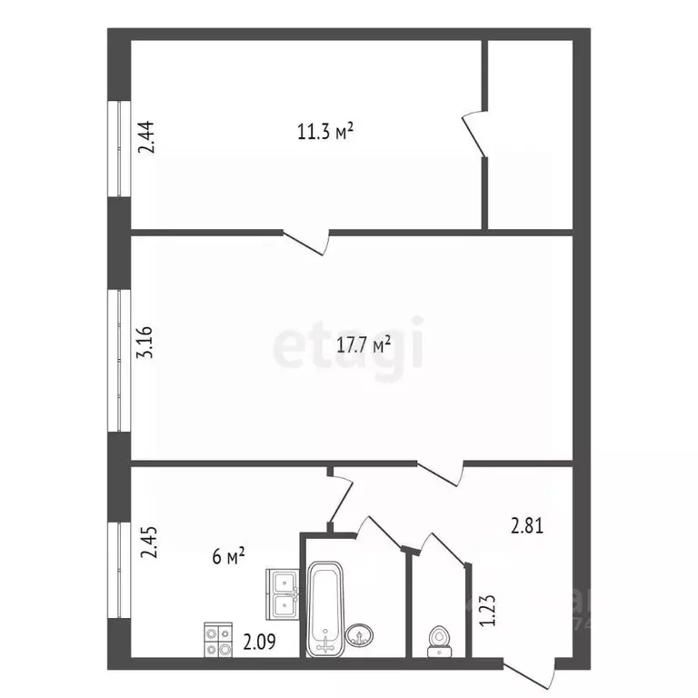 2-к кв. Санкт-Петербург Благодатная ул., 31 (43.2 м) - Фото 2