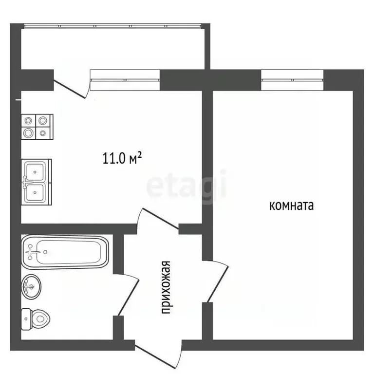 1-к кв. Костромская область, Кострома ул. Черногорская, 6 (37.2 м) - Фото 1
