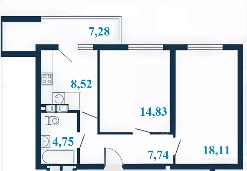 2-к кв. Волгоградская область, Волгоград ул. Клары Цеткин, 1А (57.59 ... - Фото 1