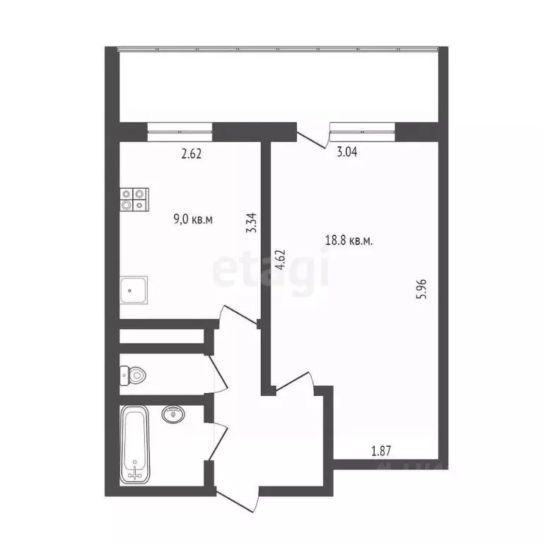 1-к кв. Челябинская область, Челябинск Университетская Набережная ул., ... - Фото 2