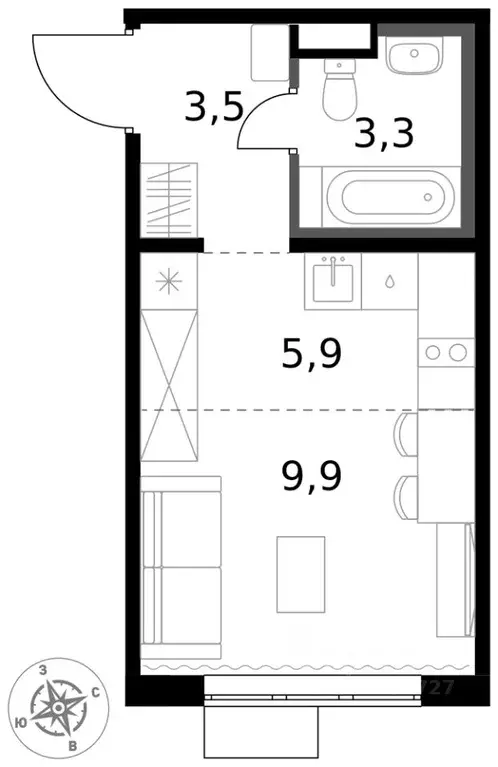 Студия Московская область, Химки Клязьма-Старбеево мкр, Международный ... - Фото 2