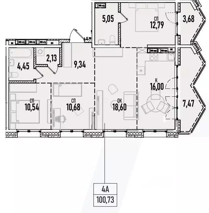 4-к кв. Иркутская область, Иркутск Донская ул., 5Д (100.73 м) - Фото 0