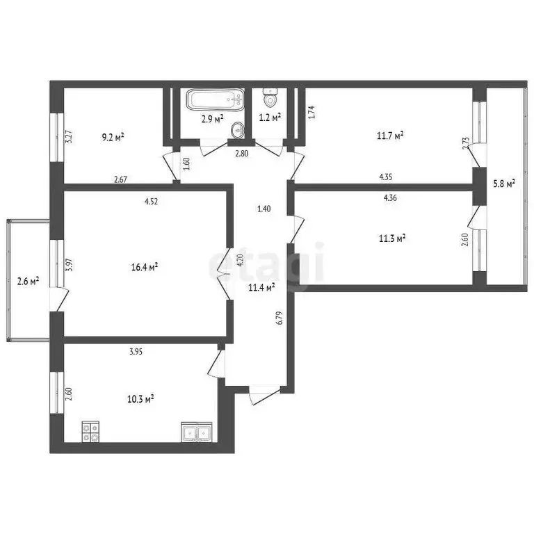 4-комнатная квартира: Ростов-на-Дону, улица Содружества, 43/2 (74.4 м) - Фото 0