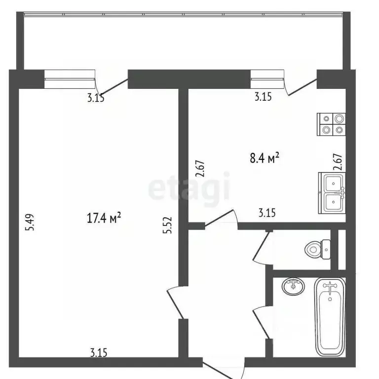 1-к кв. Белгородская область, Белгород бул. Юности, 27 (34.0 м) - Фото 1