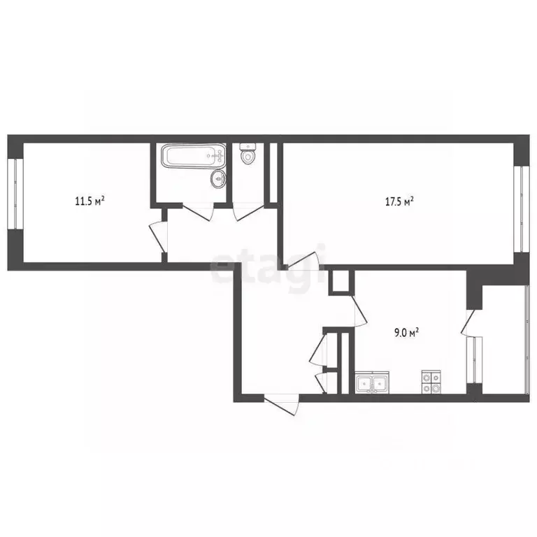 2-к кв. Московская область, Воскресенск городской округ, Имени Цюрупы ... - Фото 2