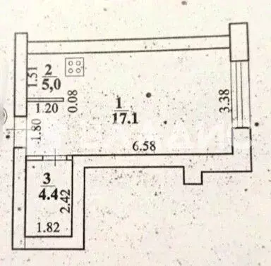 Студия Башкортостан, Стерлитамак ул. Рашита Кудашева, 1 (26.5 м) - Фото 2