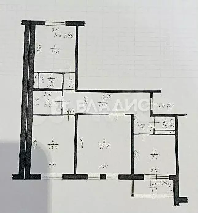 3-к. квартира, 73,1 м, 2/17 эт. - Фото 0