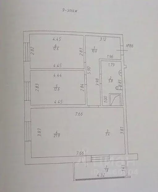 3-к кв. Татарстан, Казань ул. Родины, 26Е (70.9 м) - Фото 2