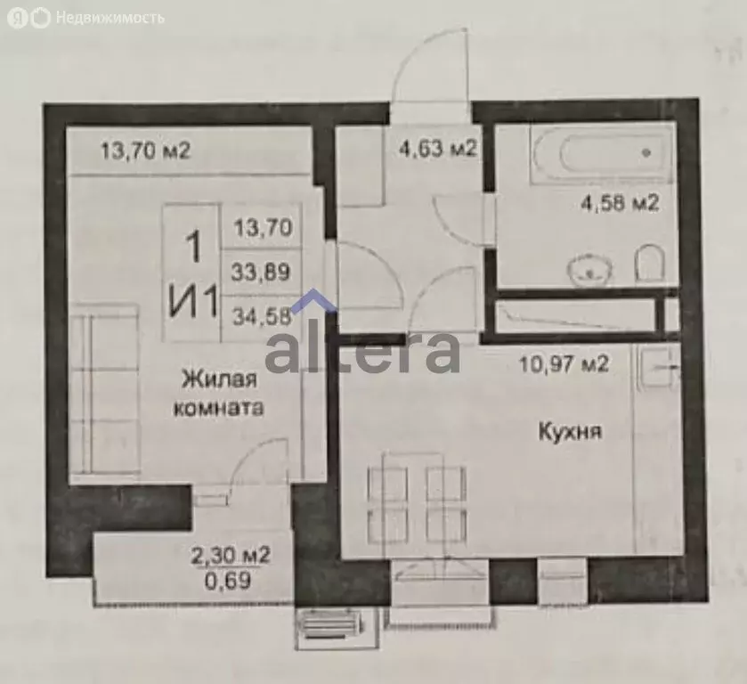 1-комнатная квартира: Казань, улица Рауиса Гареева, 78Б (34 м) - Фото 0
