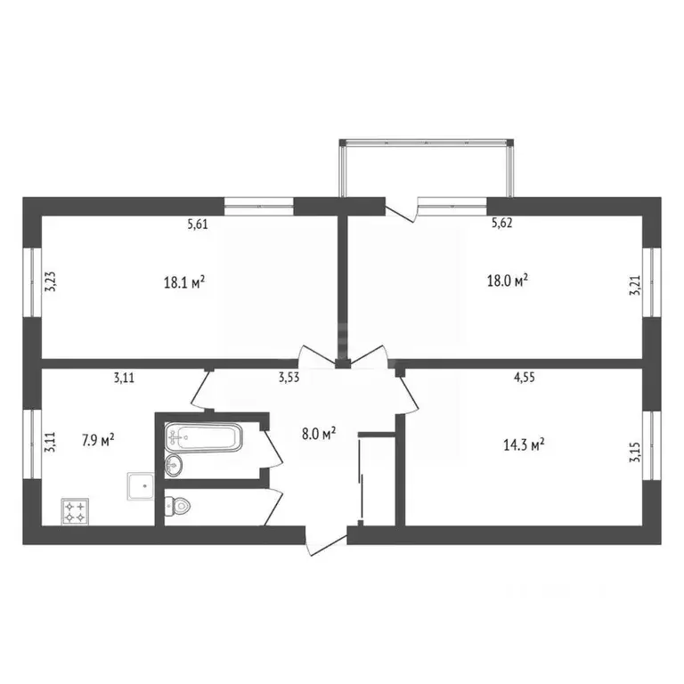 3-к кв. Амурская область, Благовещенск Трудовая ул., 49 (72.0 м) - Фото 1