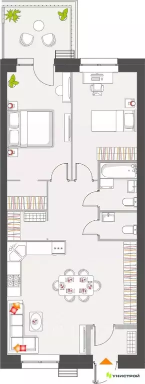 2-к кв. Татарстан, с. Высокая Гора Атмосфера жилой комплекс (80.0 м) - Фото 1