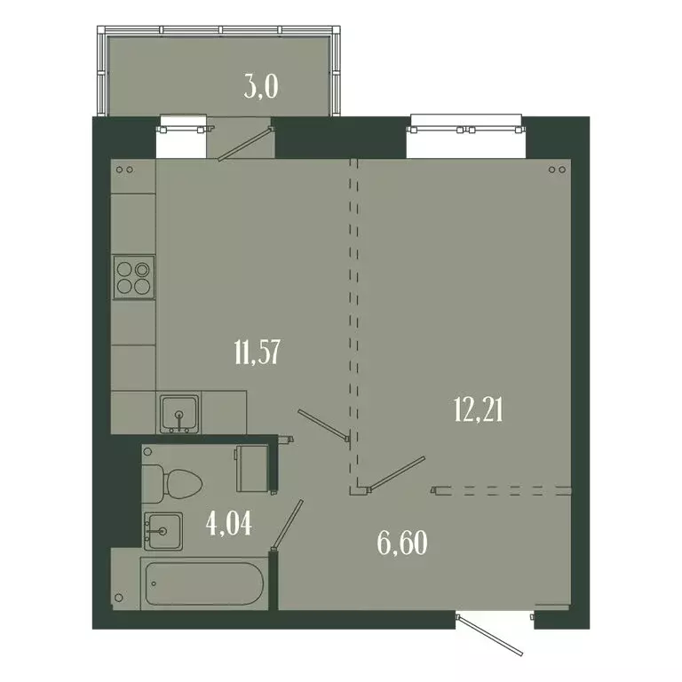 1-комнатная квартира: Мамоны, микрорайон Западный (37.42 м) - Фото 0