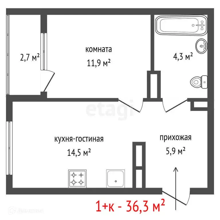 Продаётся 1-к квартира, 36.3 м - Фото 1