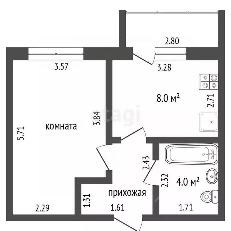 1-к кв. Ямало-Ненецкий АО, Пуровский район, Уренгой пгт, 1-й мкр 8 ... - Фото 2