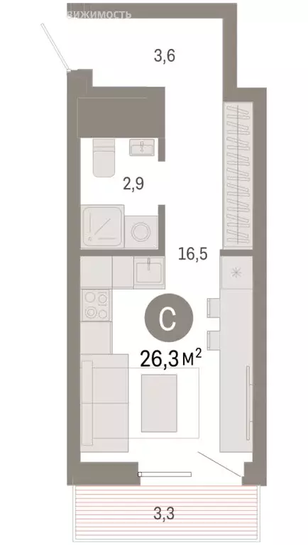 Квартира-студия: Екатеринбург, жилой район Эльмаш, Механический ... - Фото 1