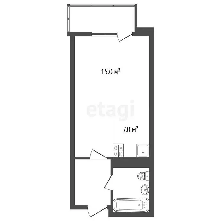 Квартира-студия: Анапа, Пионерский проспект, 57к3 (30 м) - Фото 1