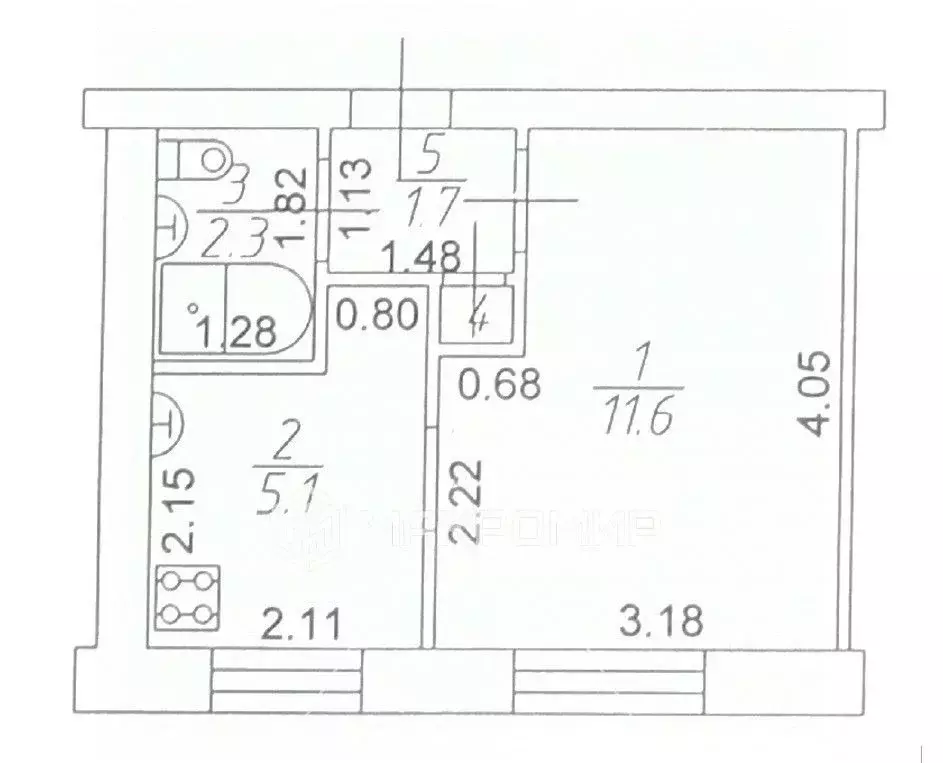 1-к кв. Татарстан, Зеленодольск ул. Ивана Заикина, 13 (21.1 м) - Фото 1