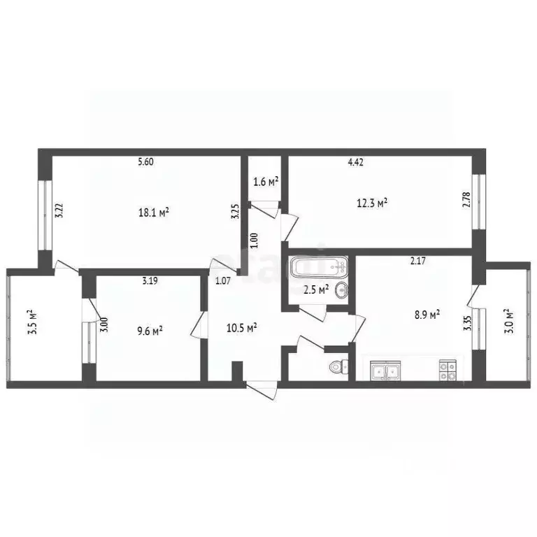 3-к кв. Крым, Евпатория ул. Эскадронная, 11 (64.7 м) - Фото 2