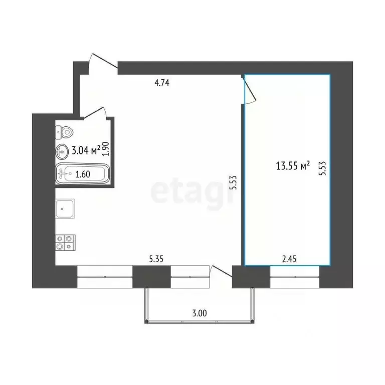1-к кв. Ульяновская область, Ульяновск просп. Нариманова, 102 (41.6 м) - Фото 2