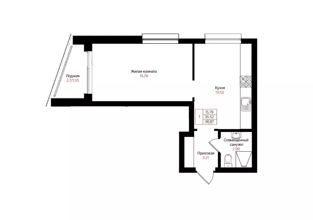 1-к кв. Татарстан, Казань Лето жилой комплекс (36.87 м) - Фото 0