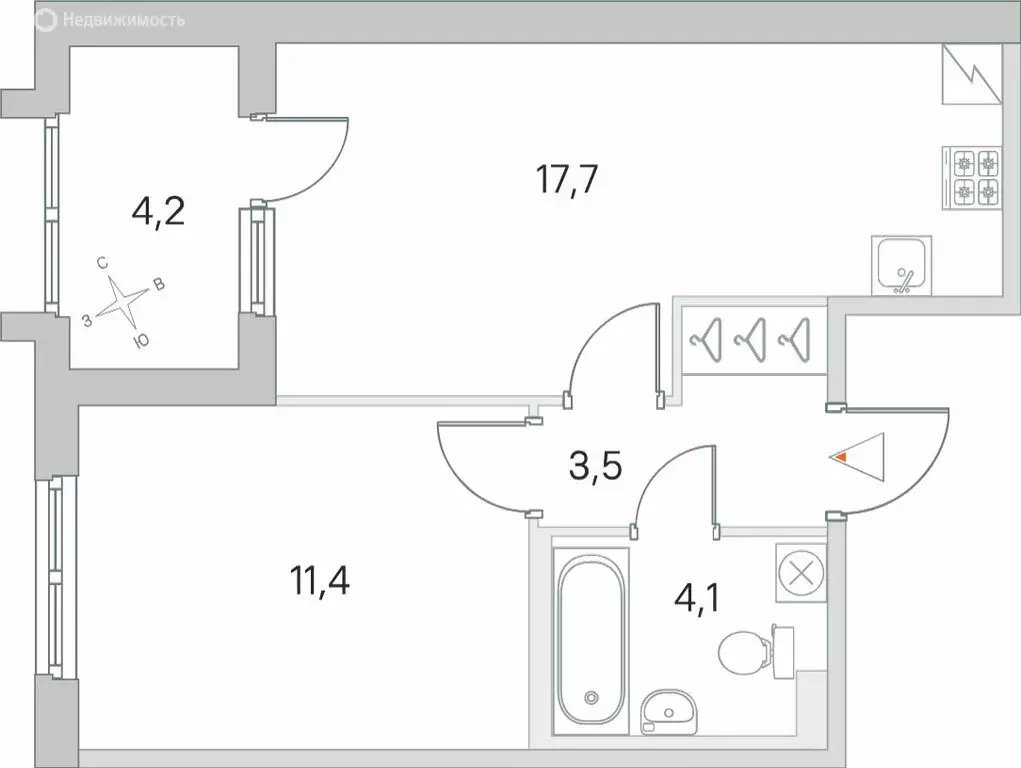 1-комнатная квартира: посёлок Шушары, улица Нины Петровой, 6к1 (38.8 ... - Фото 0
