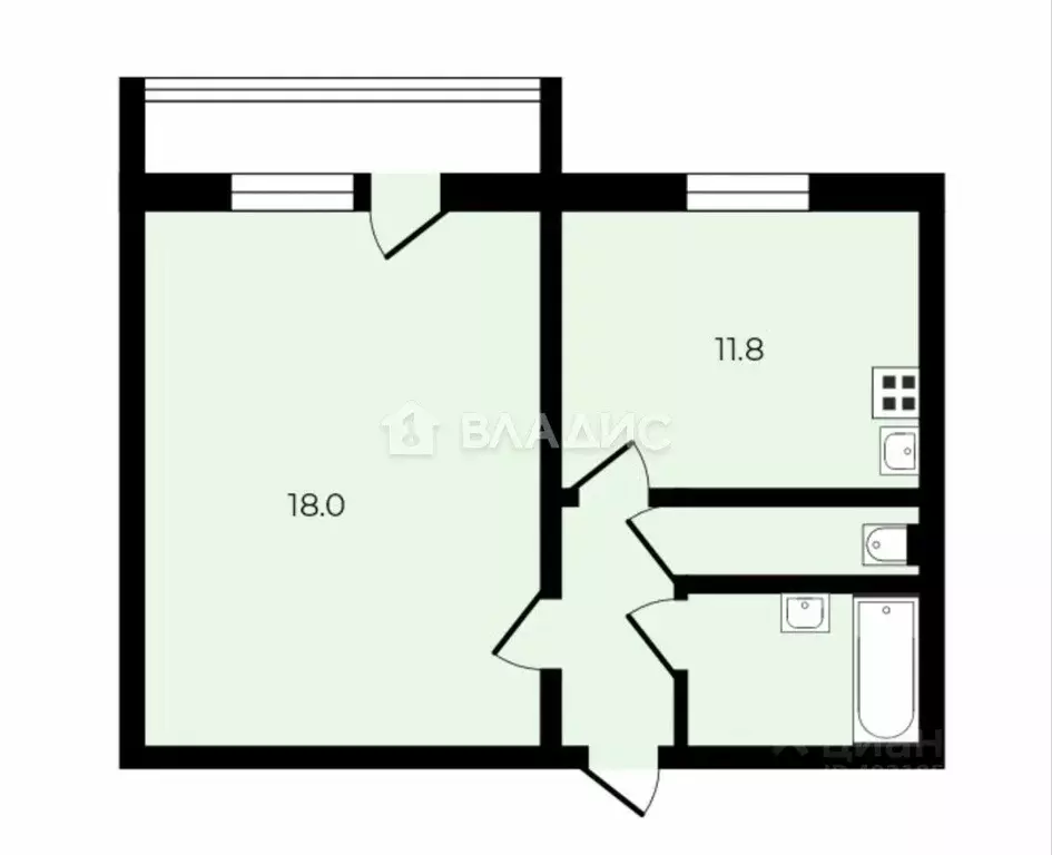 1-к кв. Владимирская область, Собинский муниципальный округ, д. ... - Фото 2