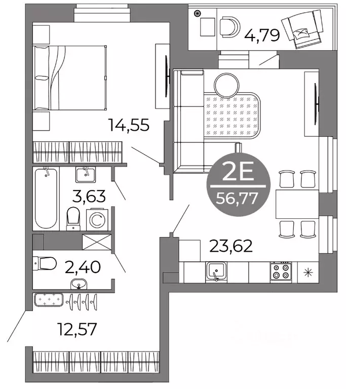 2-к кв. Воронежская область, Воронеж Галилей жилой комплекс (59.17 м) - Фото 1