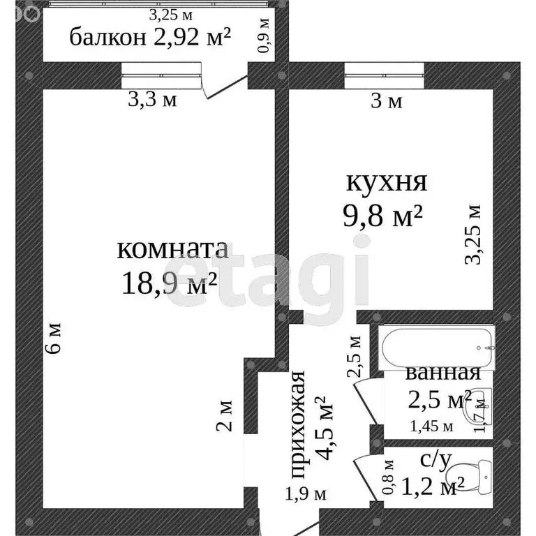 1-комнатная квартира: Ялуторовск, улица Карбышева, 7А (35 м) - Фото 0