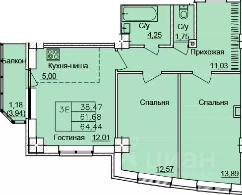 2-к кв. Ростовская область, Ростов-на-Дону Белокалитвинская ул. (66.04 ... - Фото 0