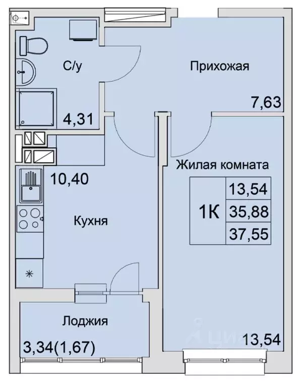 1-к кв. Ростовская область, Батайск  (37.55 м) - Фото 0