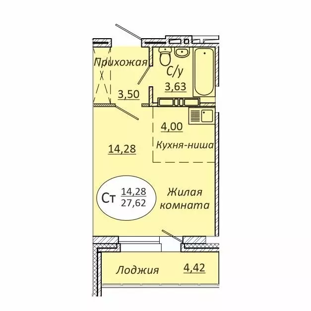 1-комнатная квартира: новосибирск, коммунстроевская улица, 146 (27.62 . - Фото 0