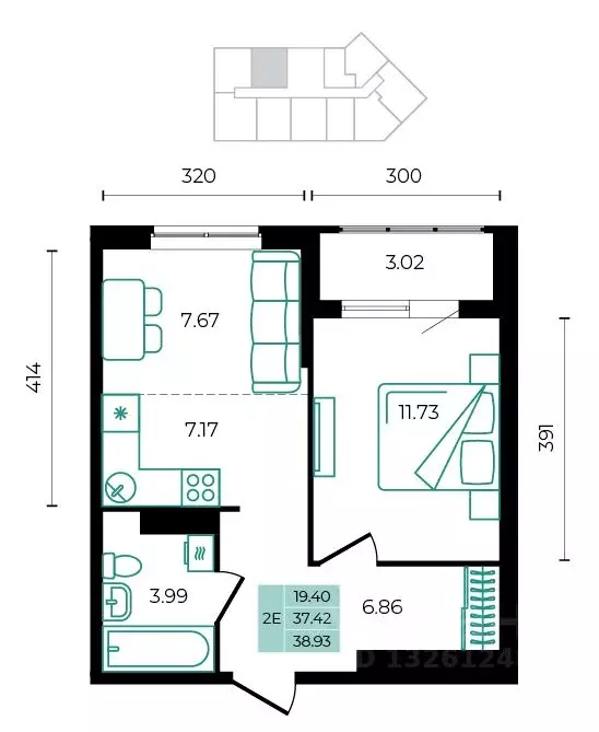 2-к кв. Адыгея, Майкопский район, пос. Тульский  (38.93 м) - Фото 1