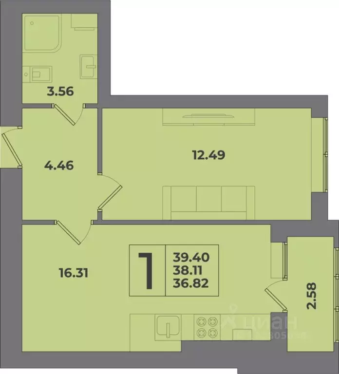 1-к кв. Калининградская область, Калининград Коммунистическая ул. ... - Фото 1
