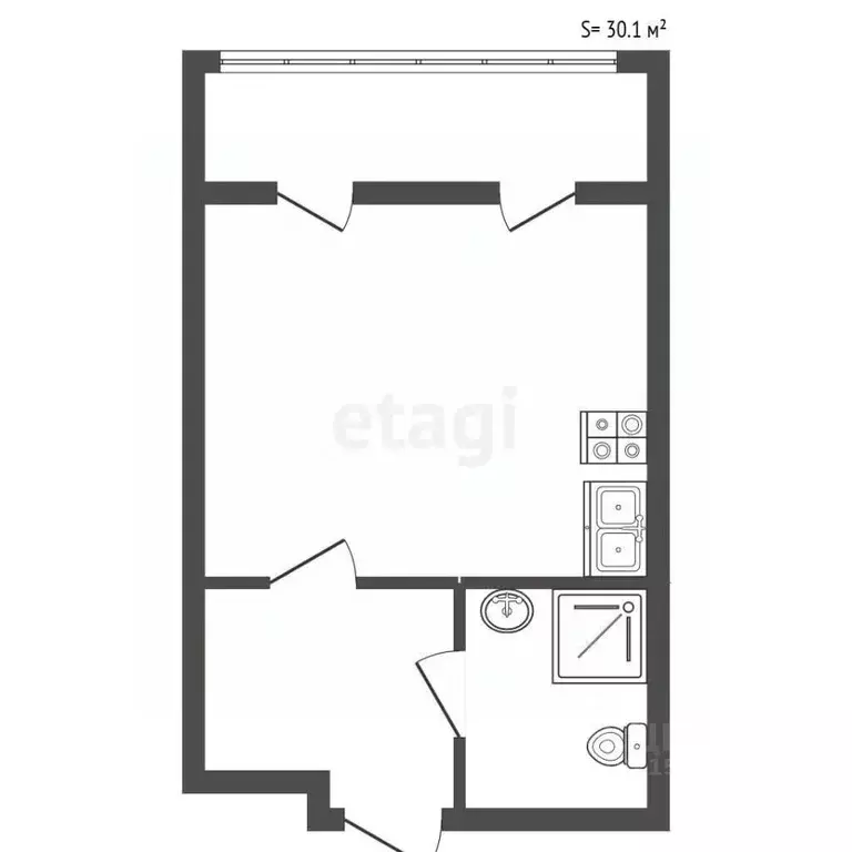 Студия Санкт-Петербург Миргородская ул., 1 (30.1 м) - Фото 2
