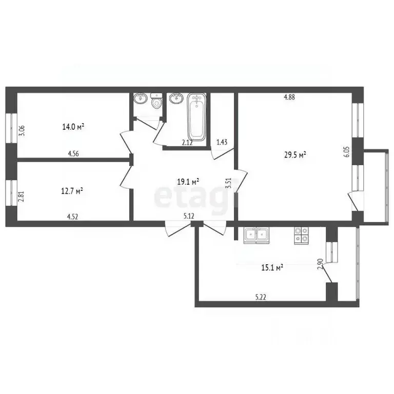 3-к кв. Пермский край, Пермь пер. 1-й Еловский, 24 (125.8 м) - Фото 2