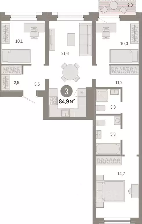 3-к кв. Новосибирская область, Новосибирск Европейский Берег мкр,  ... - Фото 0