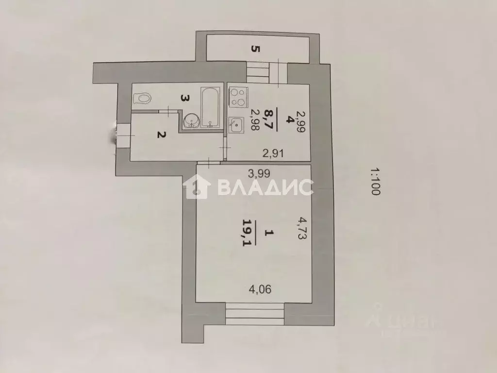 1-к кв. Белгородская область, Белгород ул. Щорса, 45к (37.2 м) - Фото 2