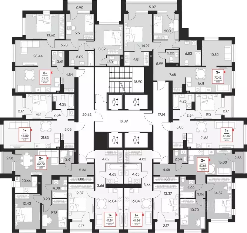 3-к кв. Ханты-Мансийский АО, Сургут 37-й мкр,  (77.43 м) - Фото 2