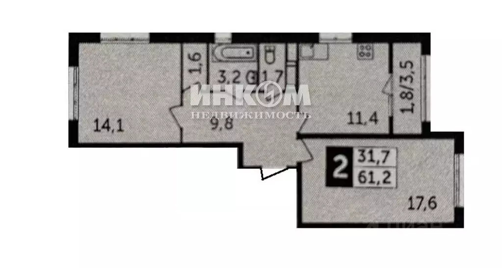 2-к кв. Московская область, Жуковский ул. Гагарина, 62 (61.2 м) - Фото 0