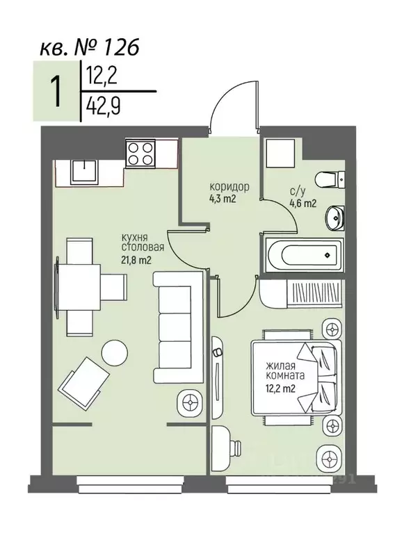 1-к кв. Нижегородская область, Нижний Новгород Спортивный мкр, ... - Фото 1
