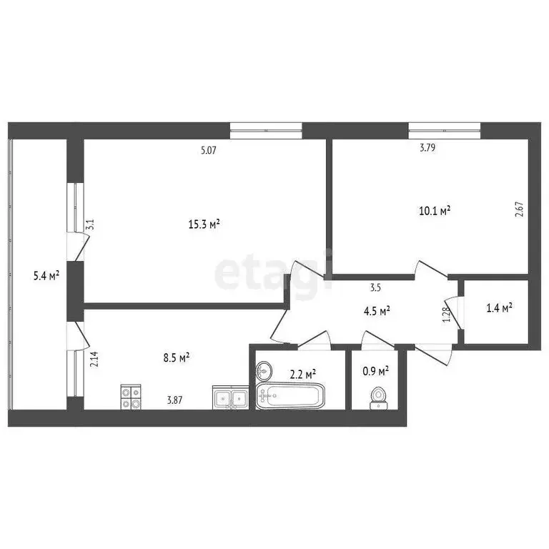 2-комнатная квартира: Митяево, Советская улица, 5 (45.6 м) - Фото 1