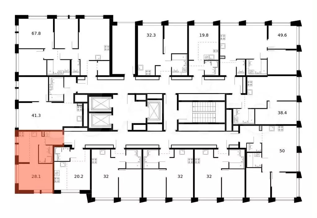 Квартира-студия, 28,1 м, 15/23 эт. - Фото 1