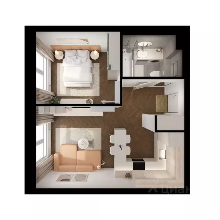 1-к кв. Московская область, Ленинский городской округ, Боброво пгт ... - Фото 2