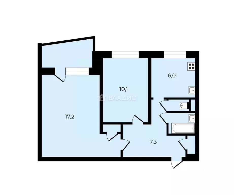 2-к кв. Московская область, Люберцы Южная ул., 24 (47.2 м) - Фото 2
