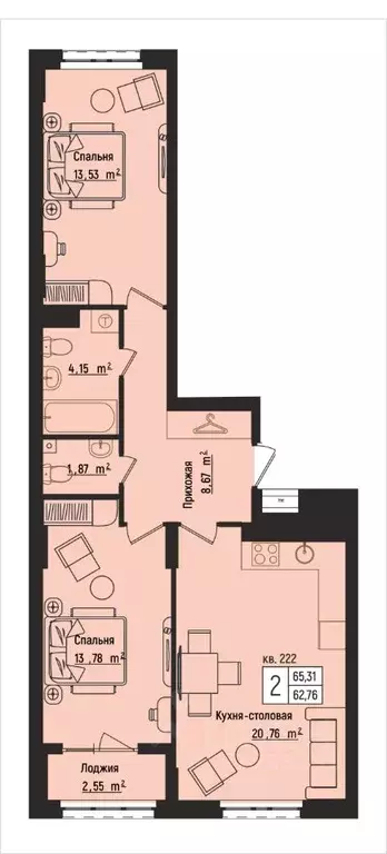 2-к кв. Нижегородская область, Нижний Новгород Литературная ул., 5 ... - Фото 1