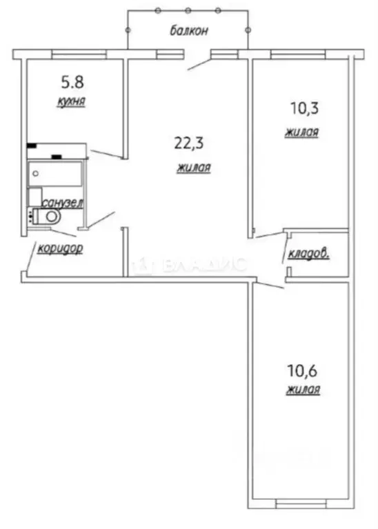 3-к кв. Московская область, Подольск Климовск мкр, ул. Садовая, 16 ... - Фото 2