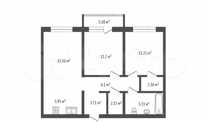 2-к. квартира, 67 м, 5/9 эт. - Фото 1